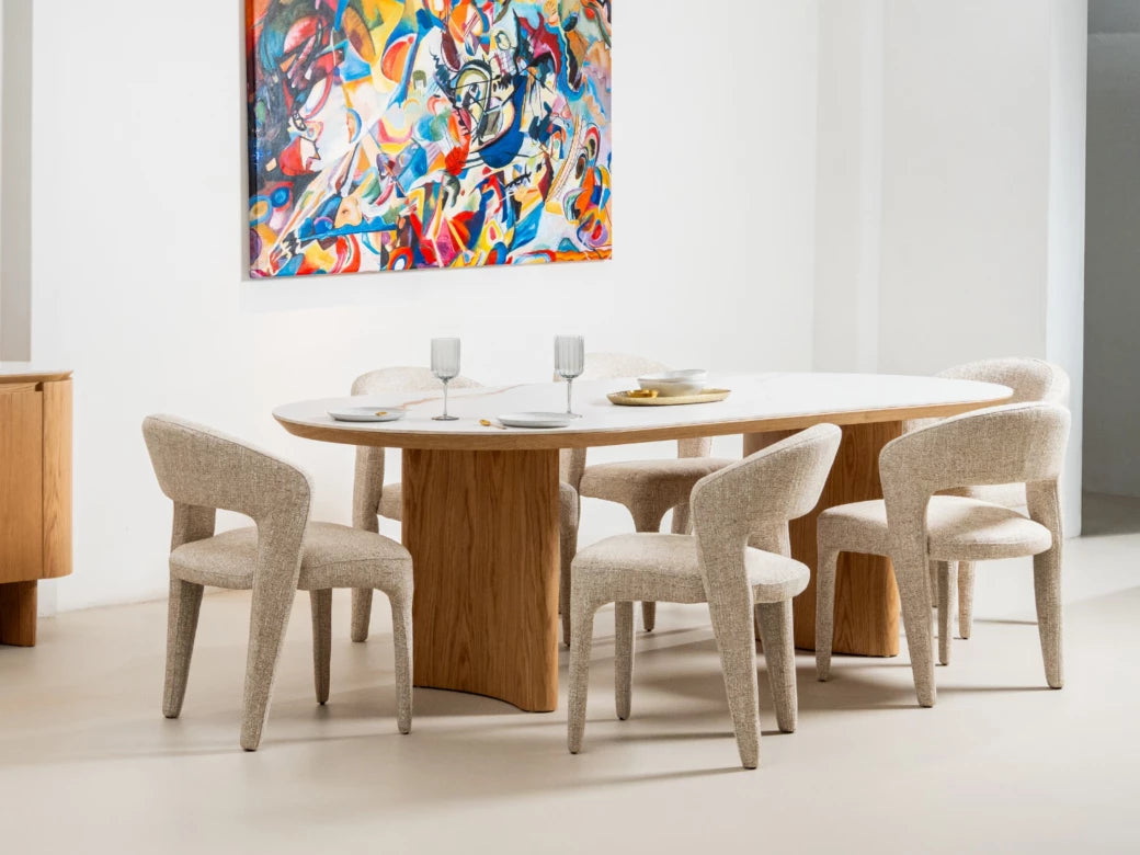 Lucerne Dining Table - Natural/ Ceramic