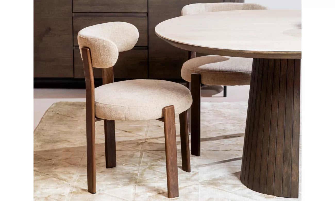 Carmo Dining Chair - Set of 2 - Beige/Walnut