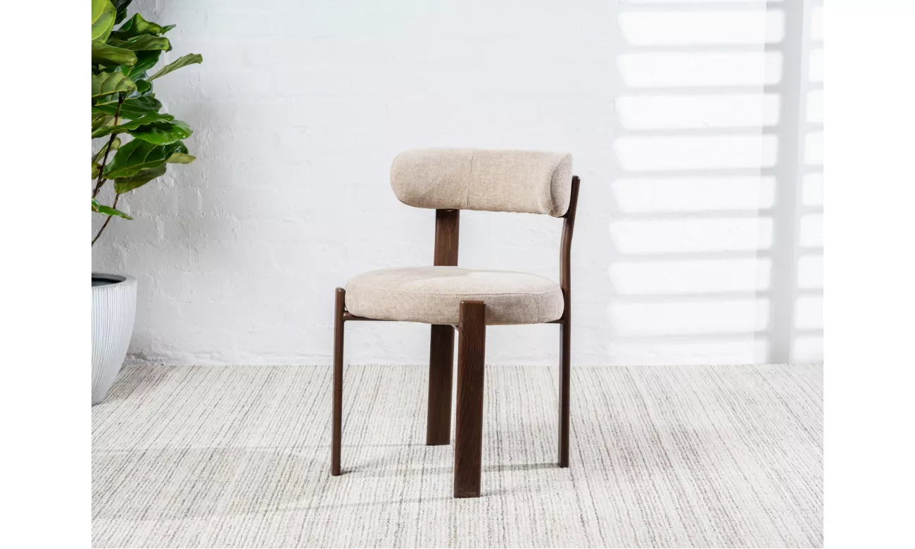 Carmo Dining Chair - Set of 2 - Beige/Walnut
