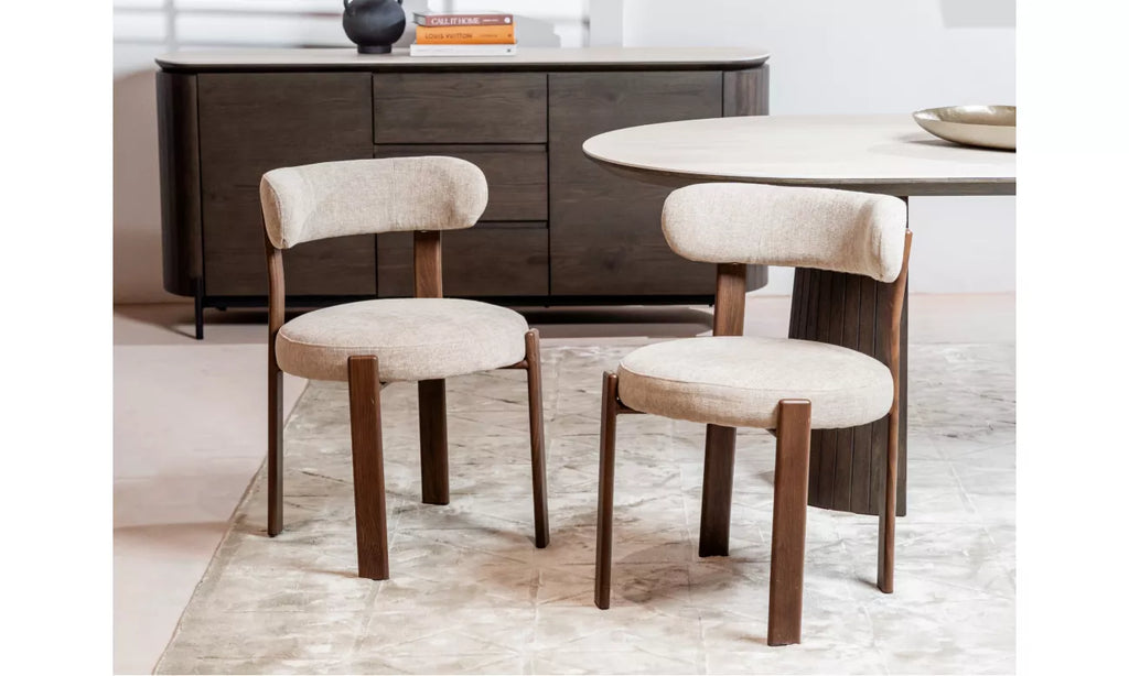 Carmo Dining Chair - Set of 2 - Beige/Walnut