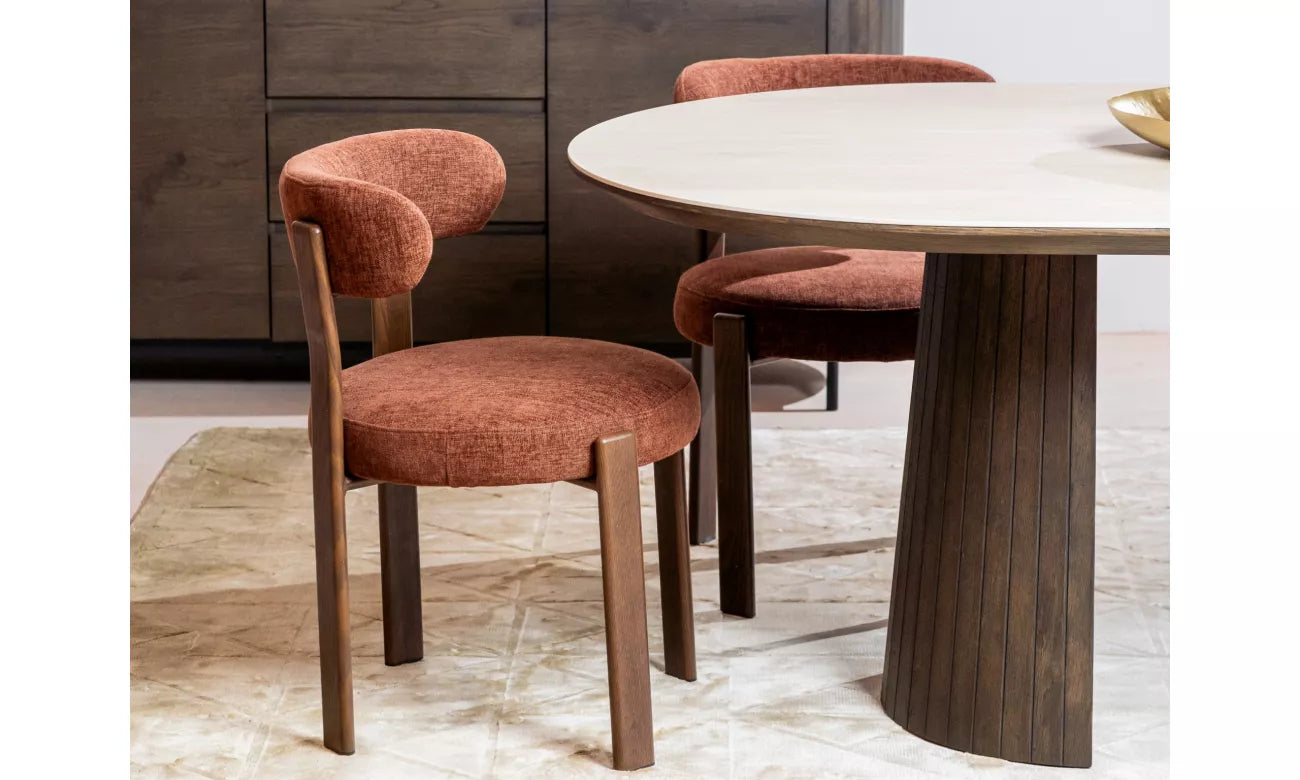 Pre Order: Carmo Dining Chair - Set of 2 - Rust/Walnut