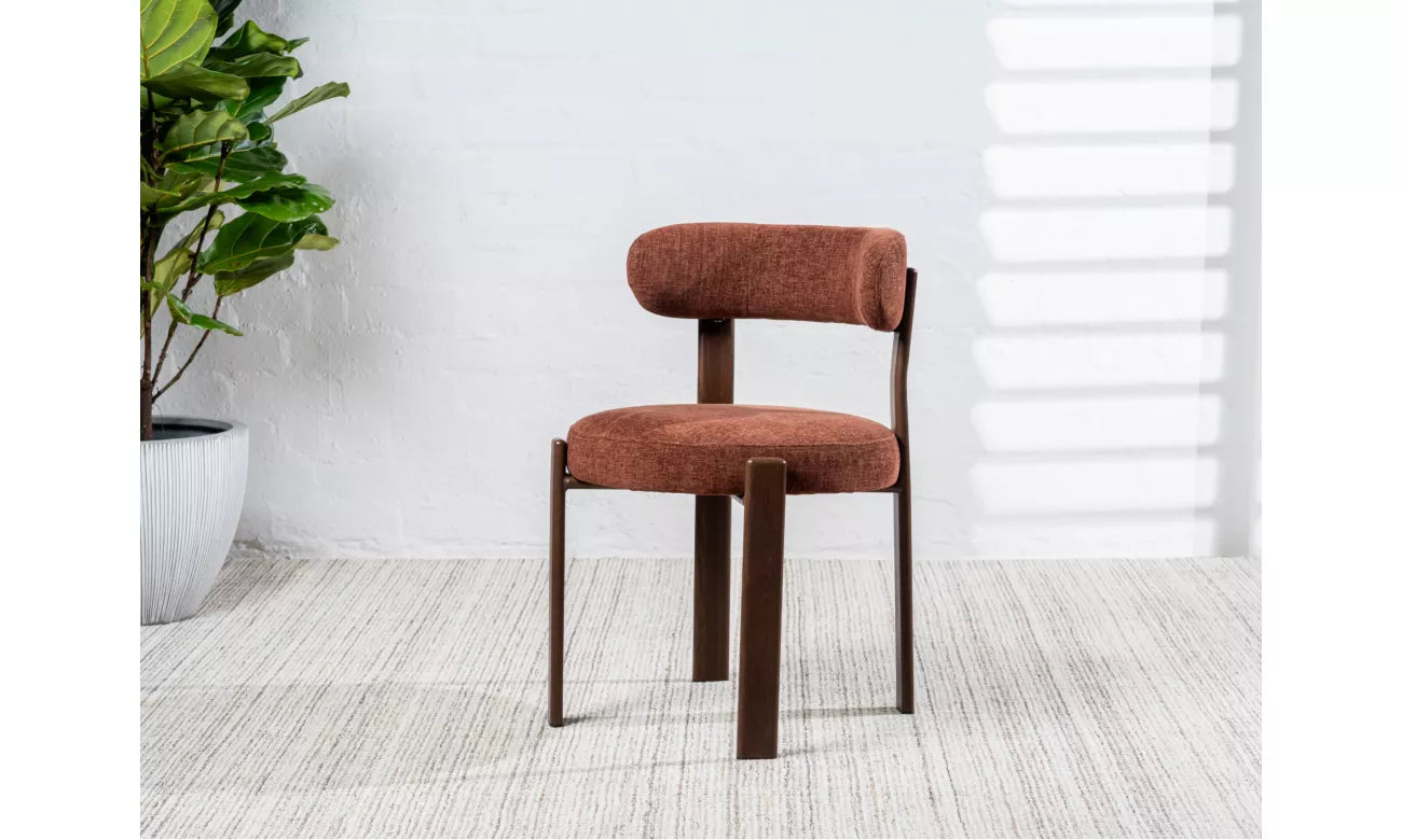Pre Order: Carmo Dining Chair - Set of 2 - Rust/Walnut
