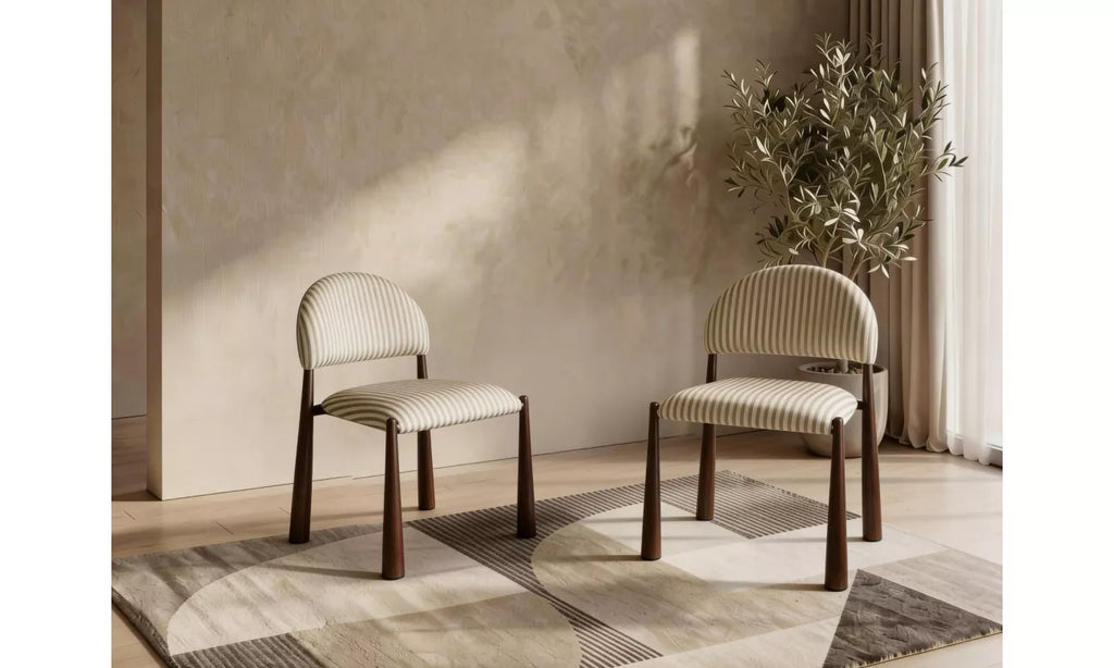 Pre Order: Egypt Dining Chair - Set of 2 - Beige/Walnut