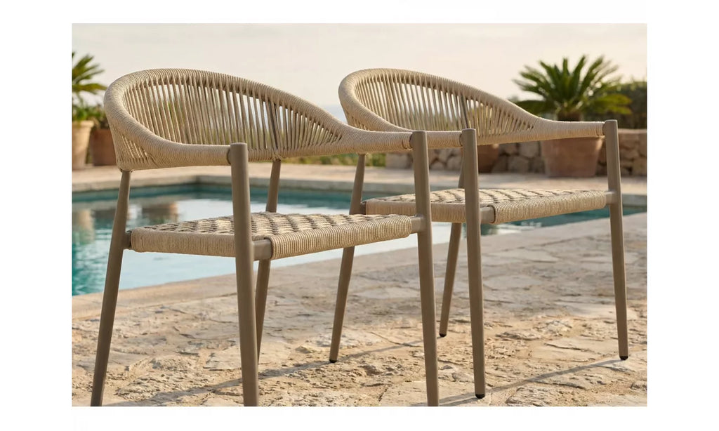 Tobago Outdoor Dining Chair - Set of 2- Champagne