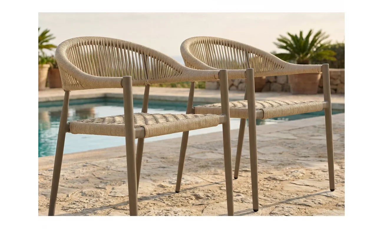 Tobago Outdoor Dining Chair - Set of 2- Champagne