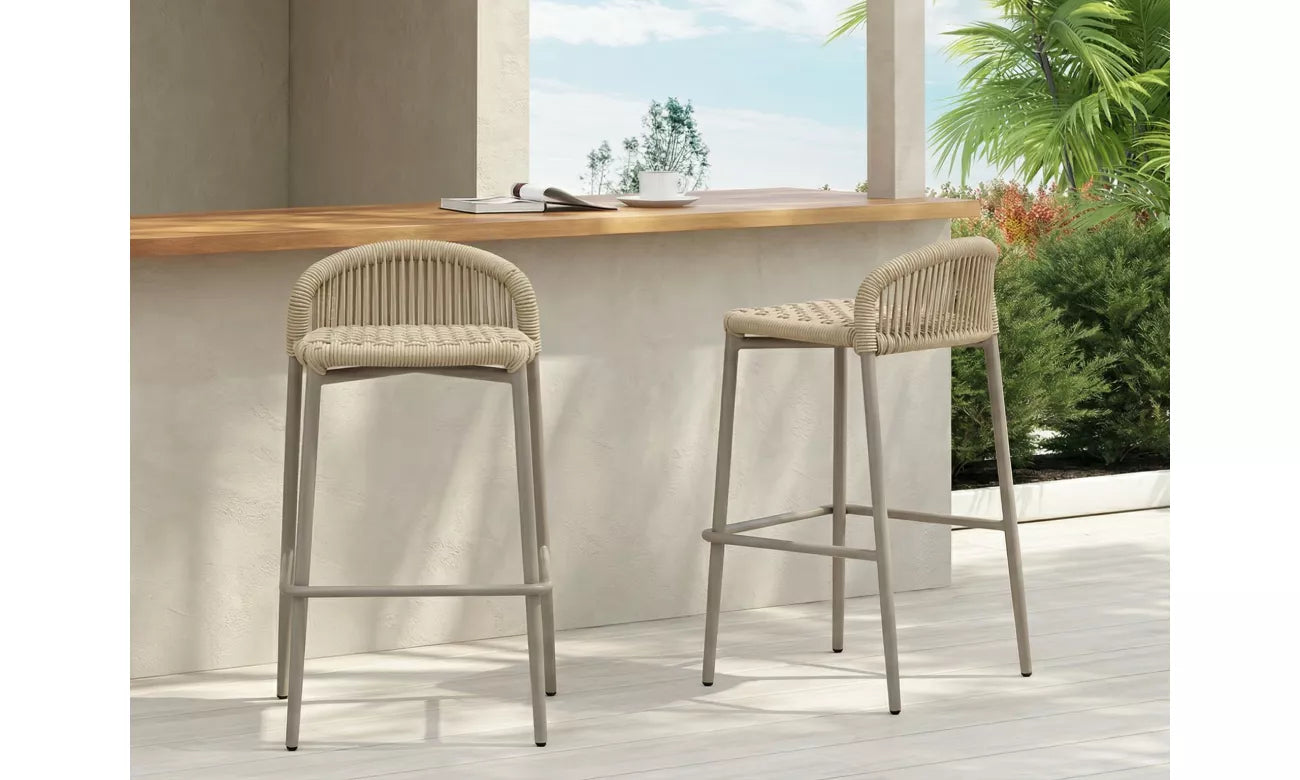 Kingston Outdoor Bar Stool - Set of 2- Champagne
