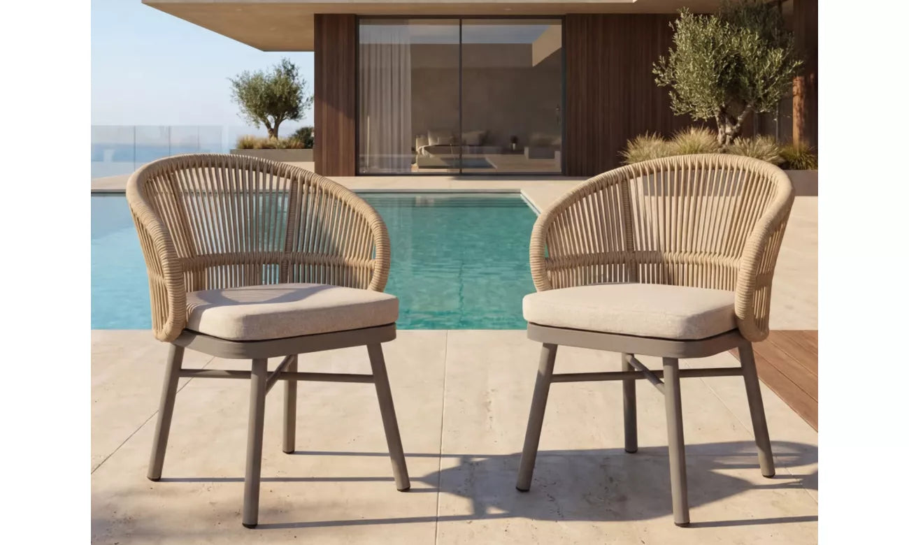 St George Outdoor Dining Chair - Set of 2-Champagne