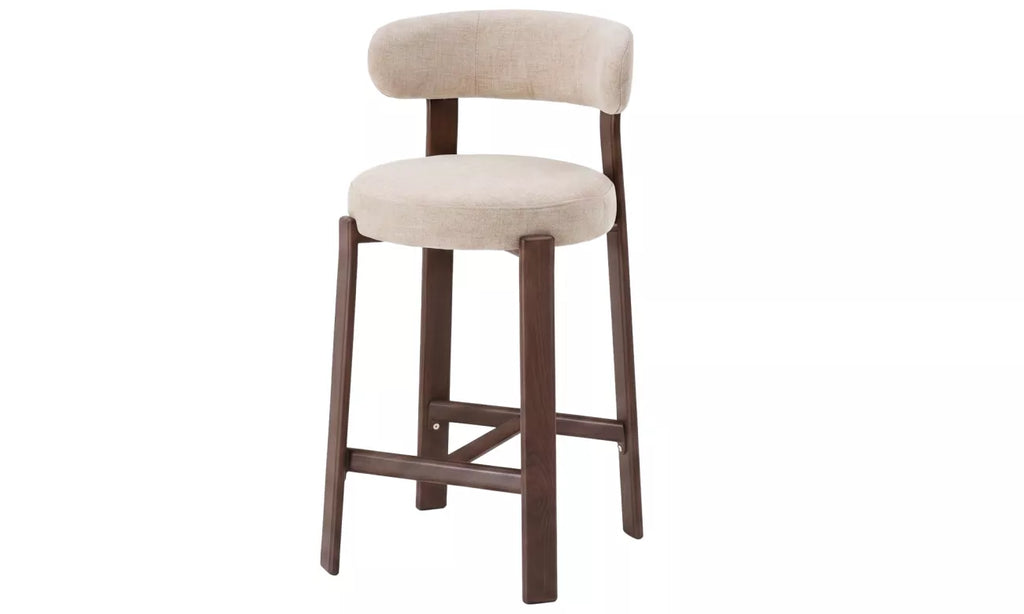 Pre Order: Ava Bar Stool - Set of 2- Beige/Walnut