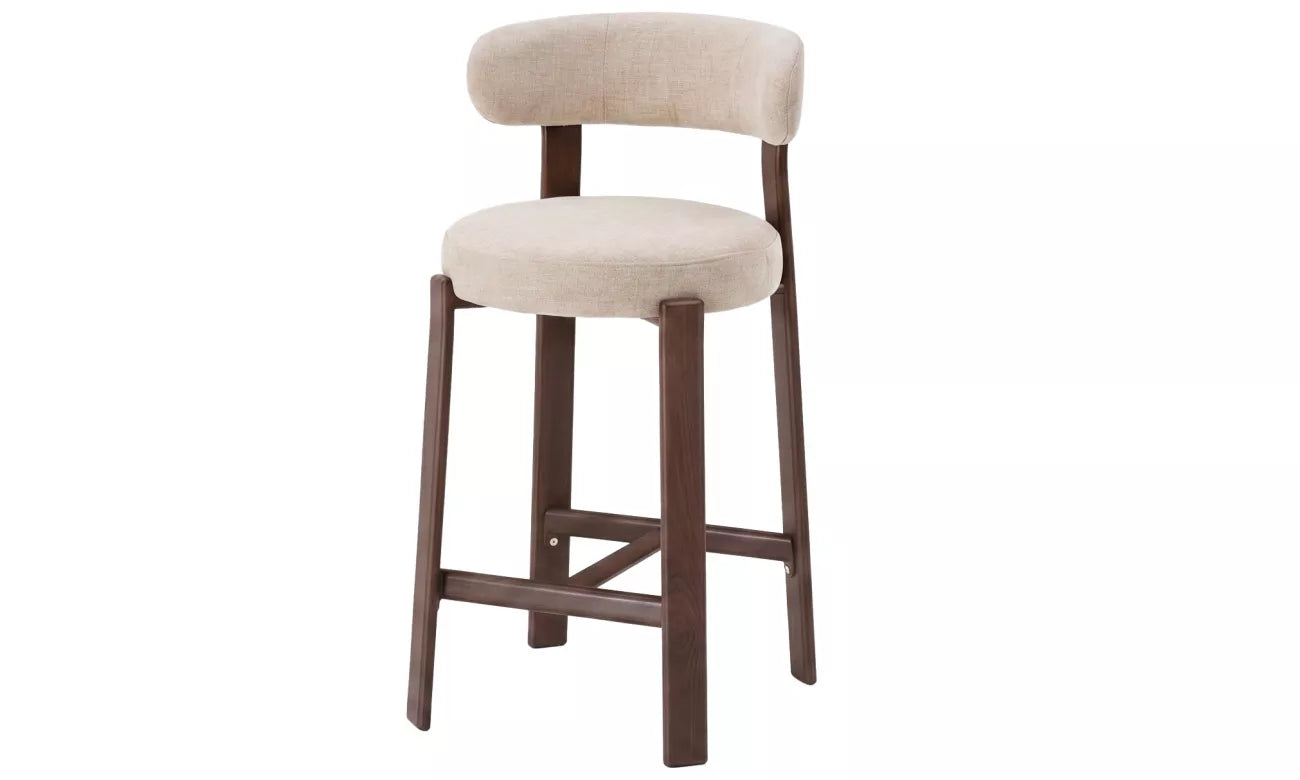Pre Order: Ava Bar Stool - Set of 2- Beige/Walnut