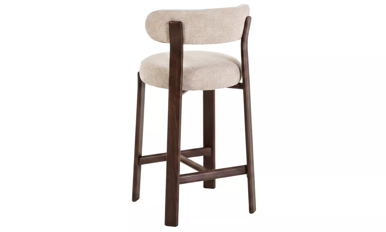 Pre Order: Ava Bar Stool - Set of 2- Beige/Walnut