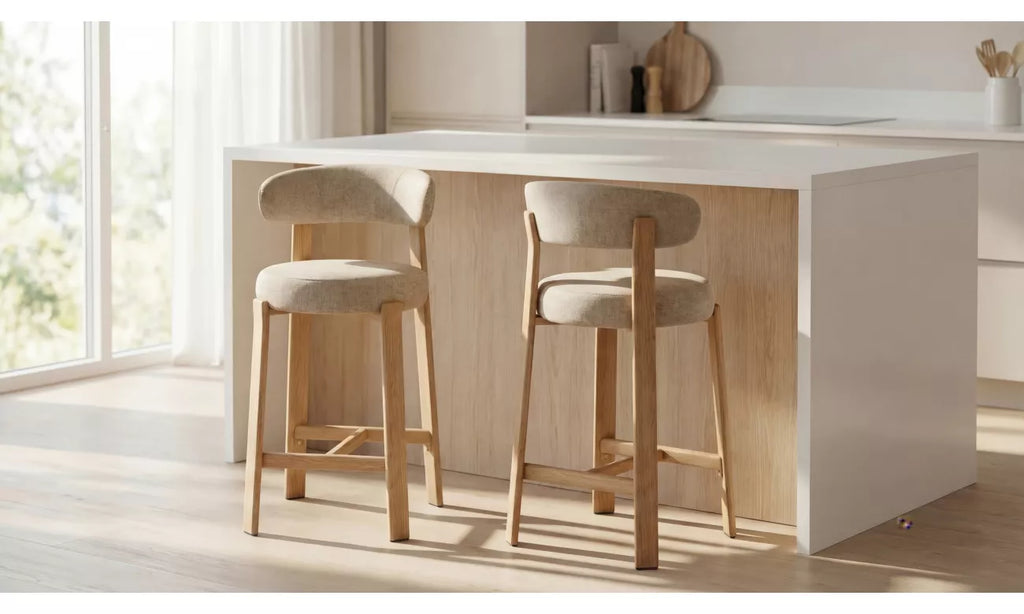 Pre Order: Ava Bar Stool - Set of 2- Beige/Natural