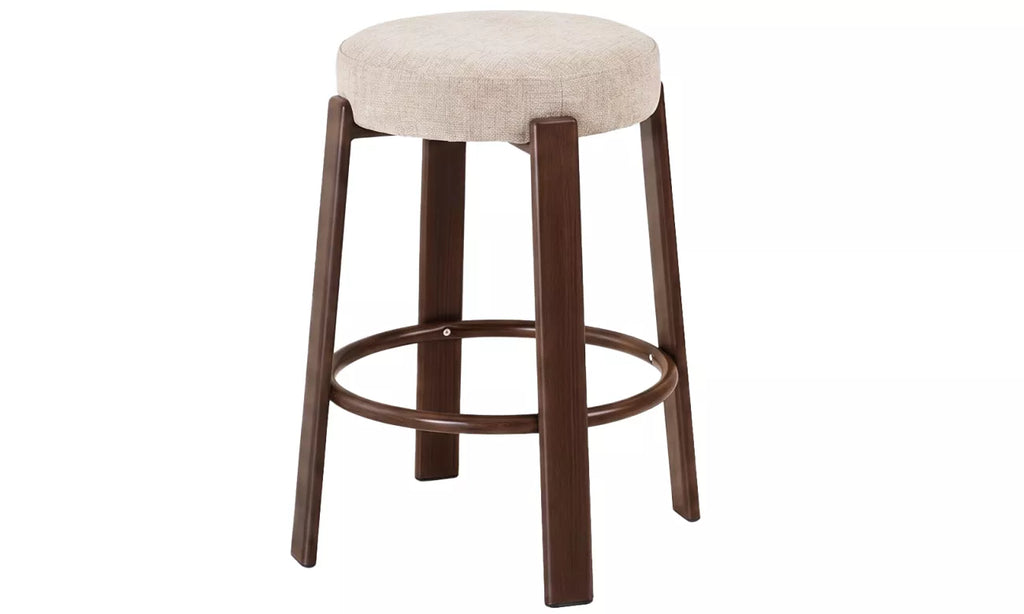 Pre Order: Bergen Bar Stool - Set of 2- Beige/Walnut