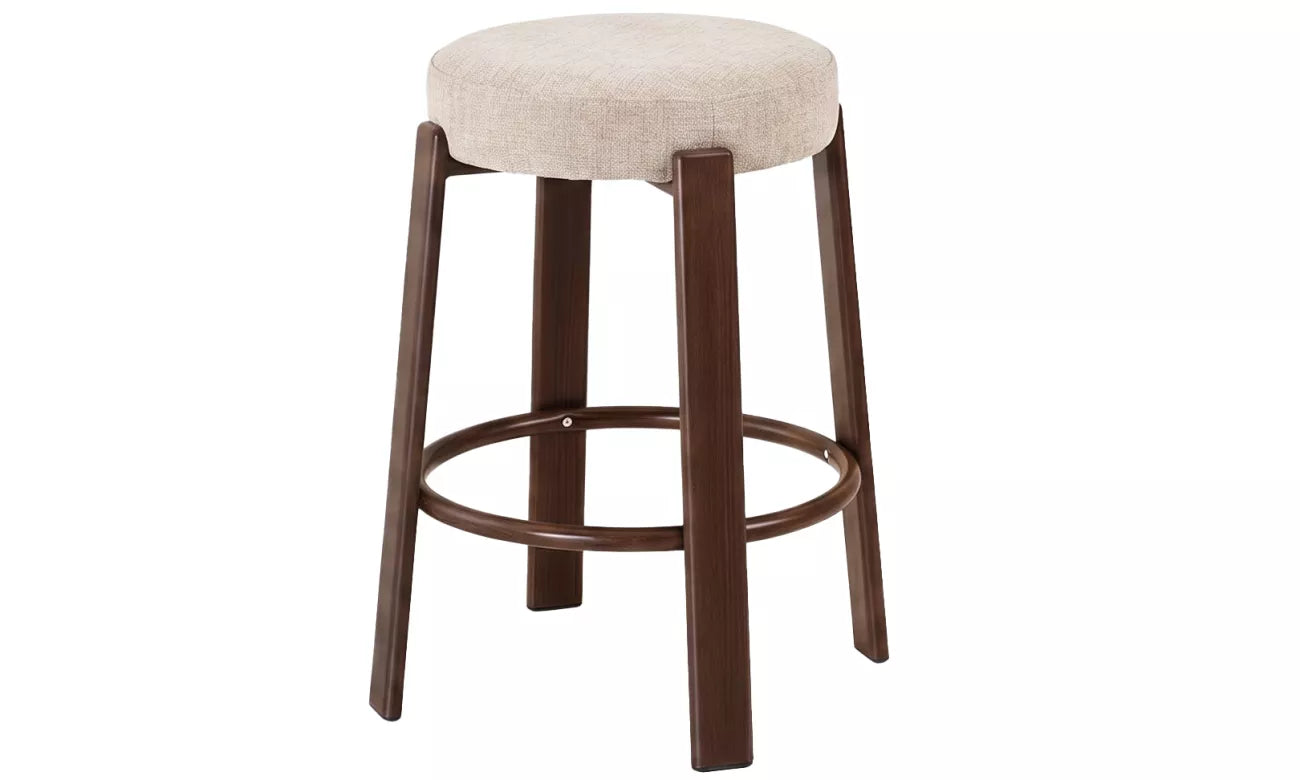 Pre Order: Bergen Bar Stool - Set of 2- Beige/Walnut