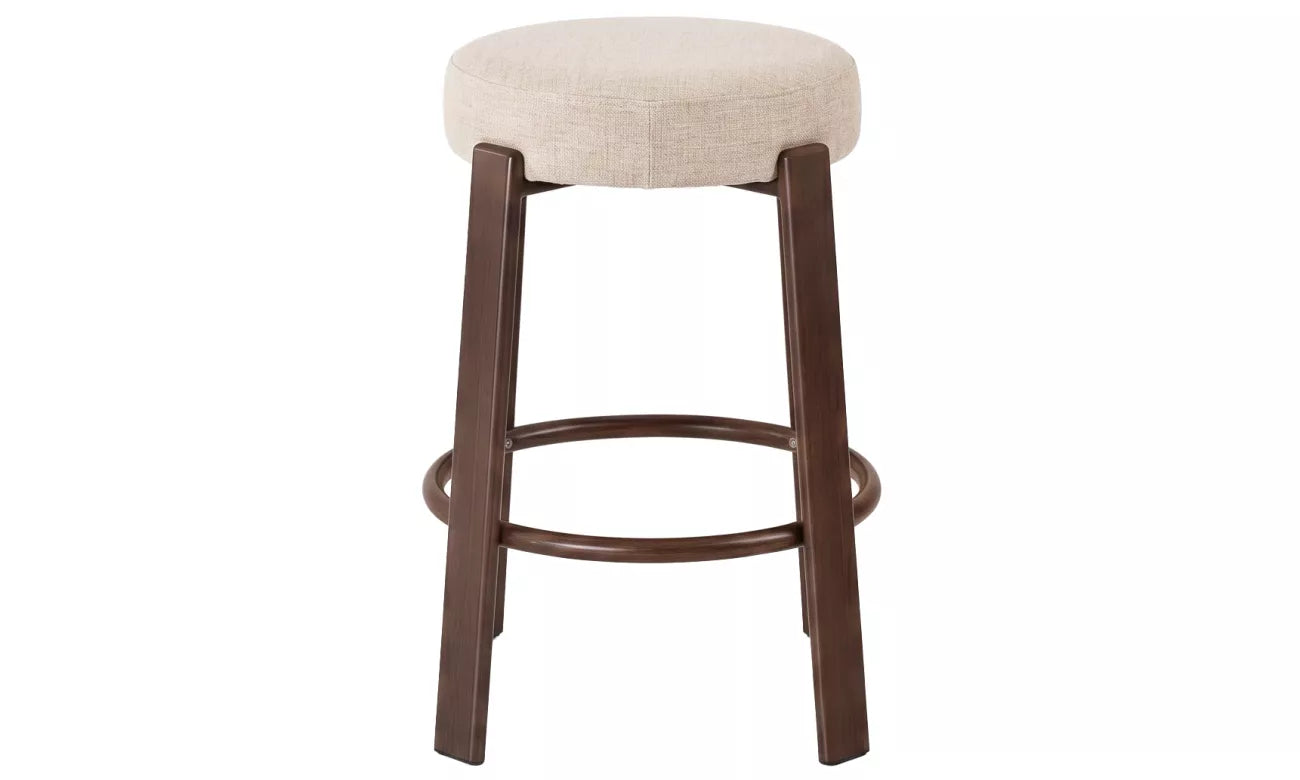 Pre Order: Bergen Bar Stool - Set of 2- Beige/Walnut