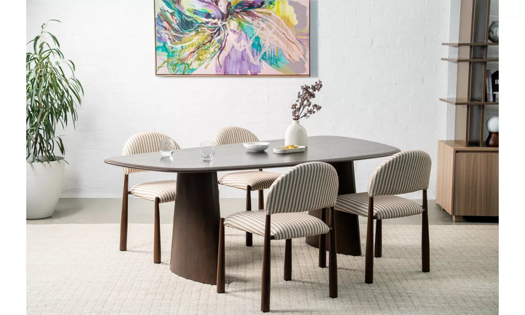 Pre Order: Egypt Dining Chair - Set of 2 - Beige/Walnut