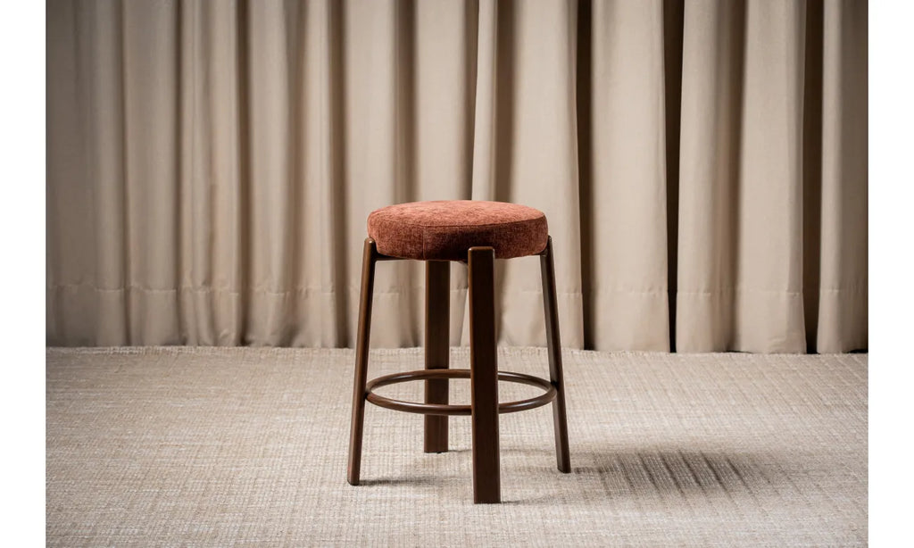 Pre Order: Bergen Bar Stool - Set of 2- Rust/Walnut