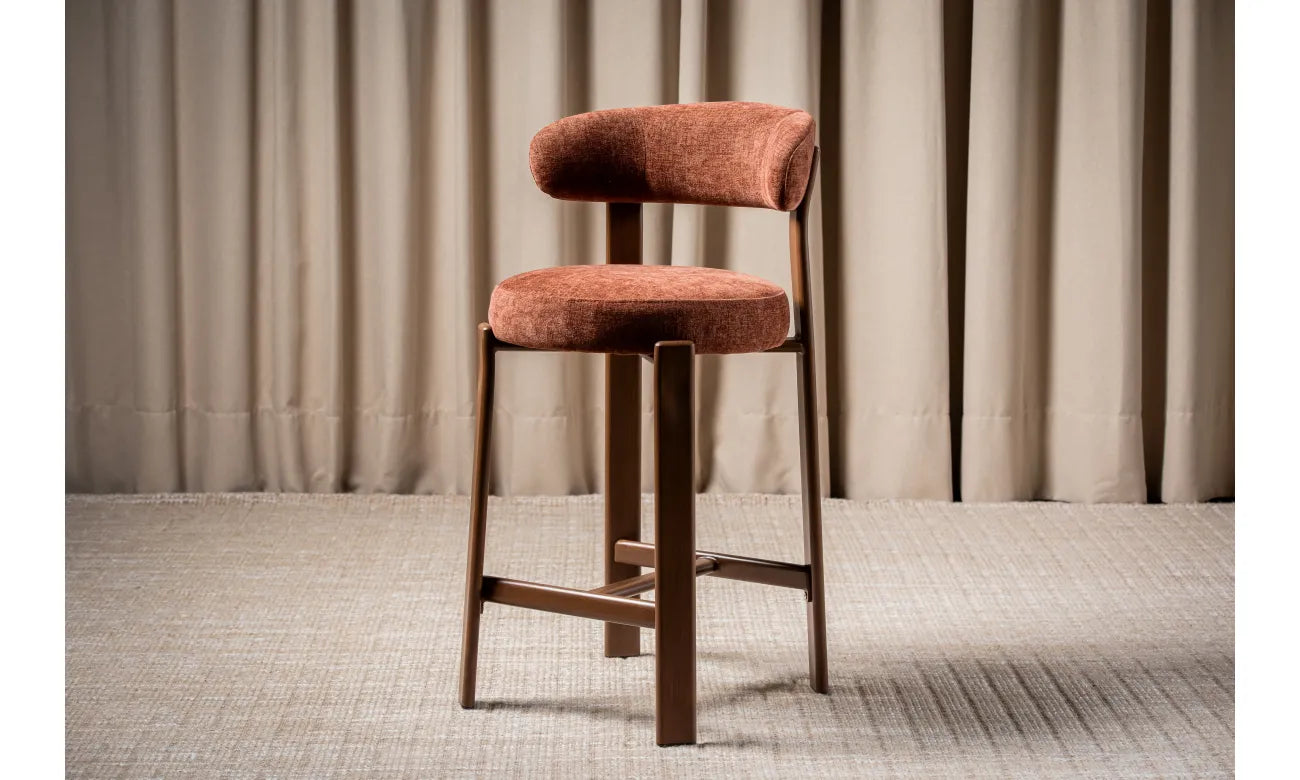 Ava Bar Stool - Set of 2- Rust/Walnut