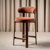 Ava Bar Stool - Set of 2- Rust/Walnut