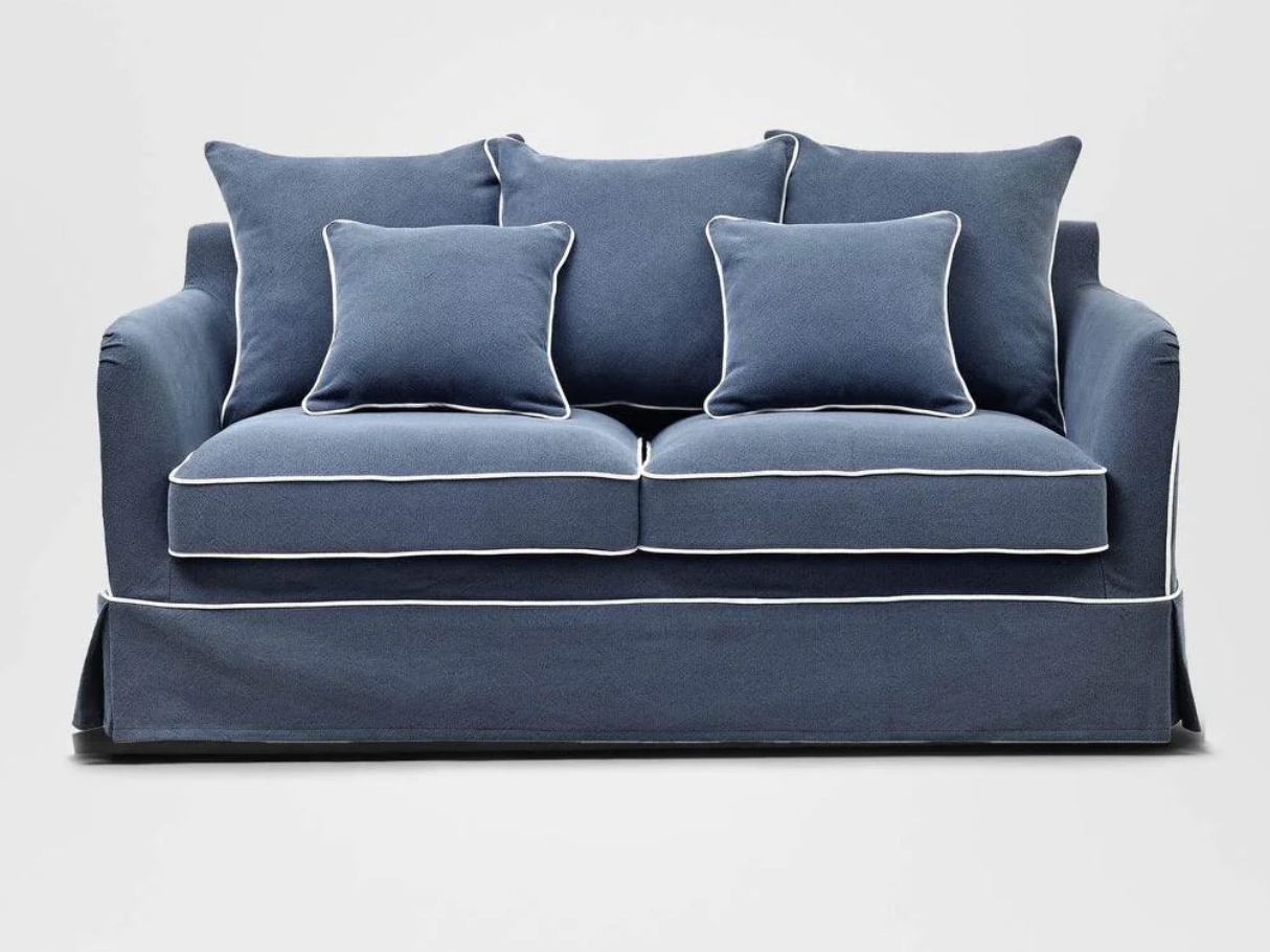 Pre Order: Henley 3 Seater Sofa - Navy with White piping