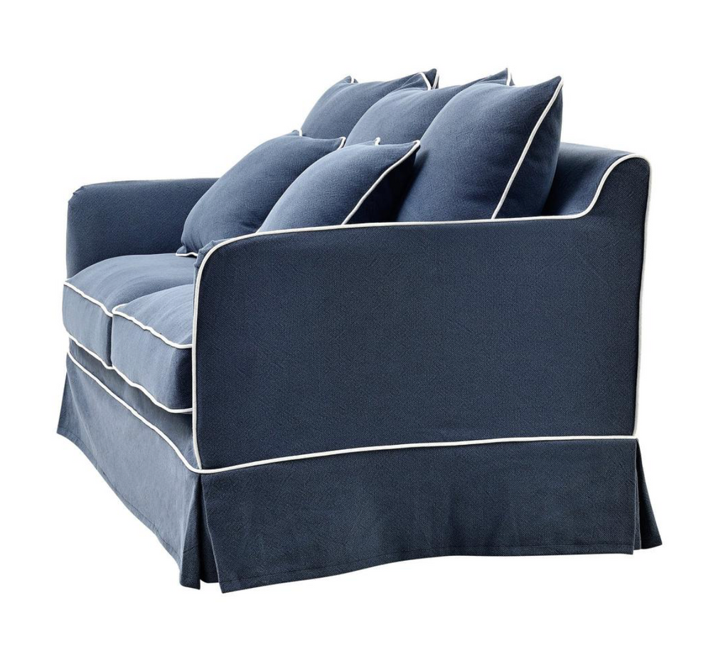 Henley 2 Seater Sofa - Navy with White piping