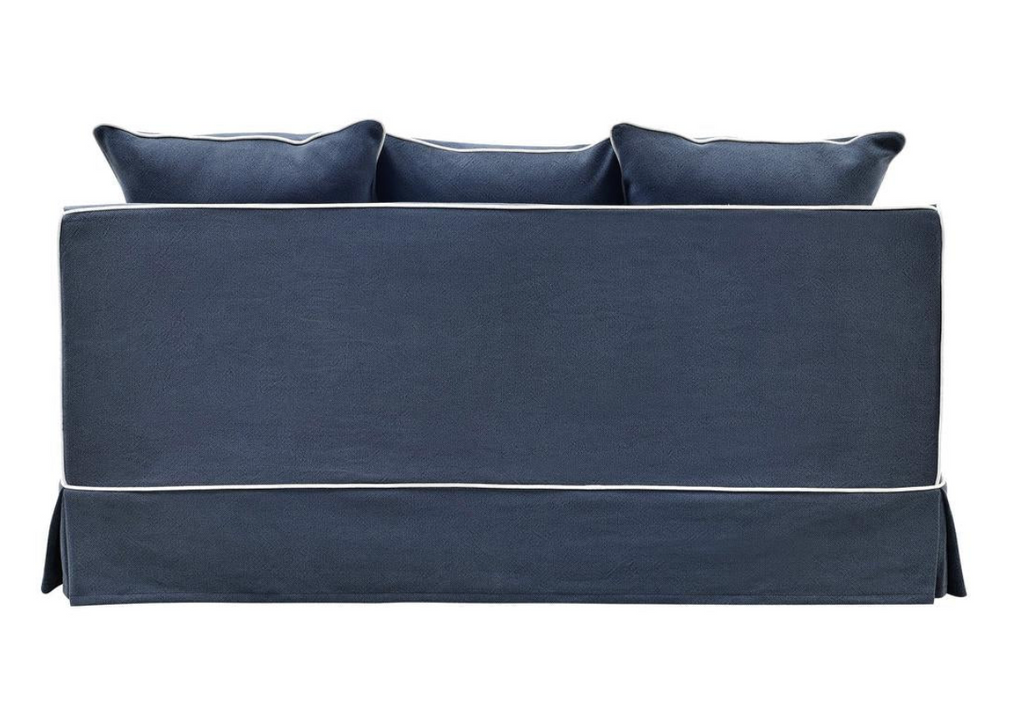 Henley 2 Seater Sofa - Navy with White piping