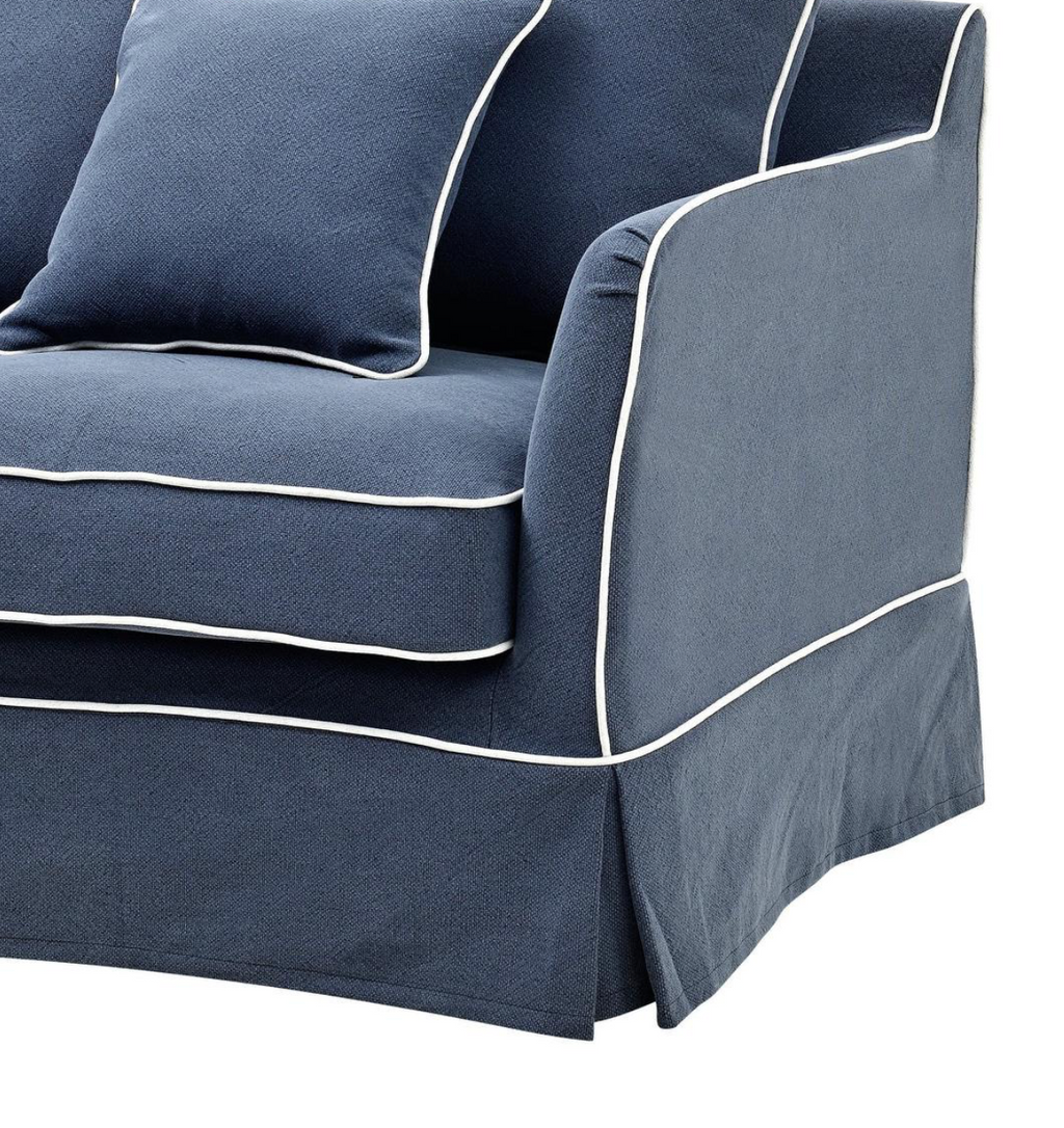 Henley 2 Seater Sofa - Navy with White piping