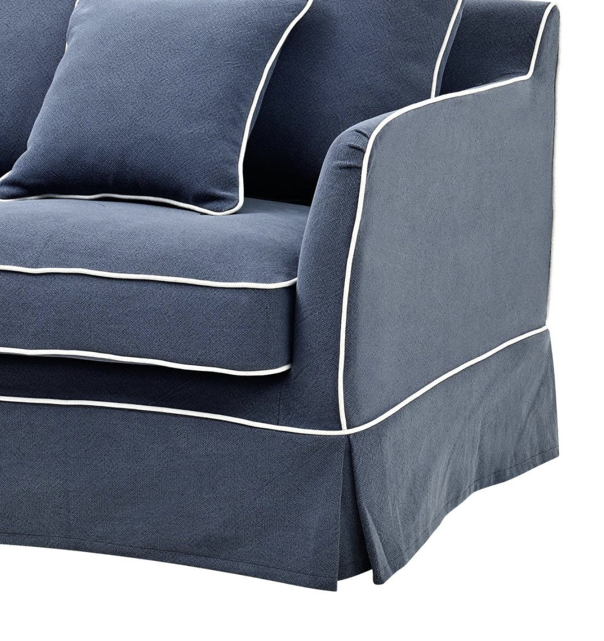 Pre Order: Henley 3 Seater Sofa - Navy with White piping