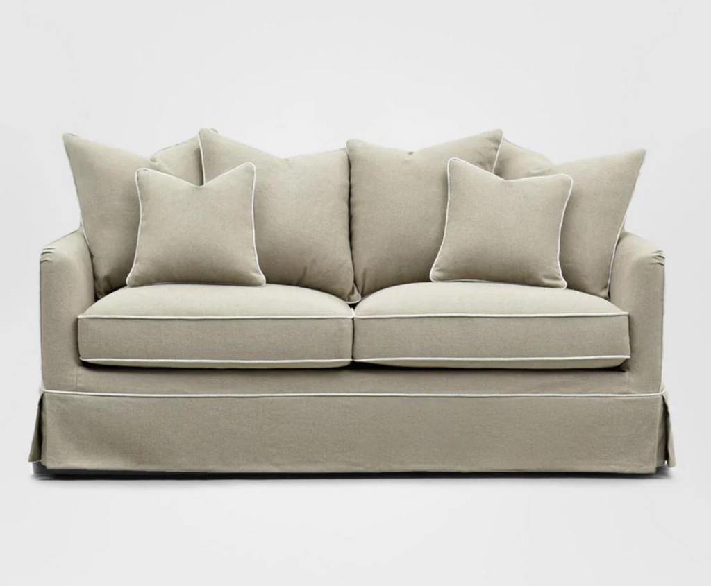 Pre Order: Henley 2.5 seater Sofa - Natural With White Piping