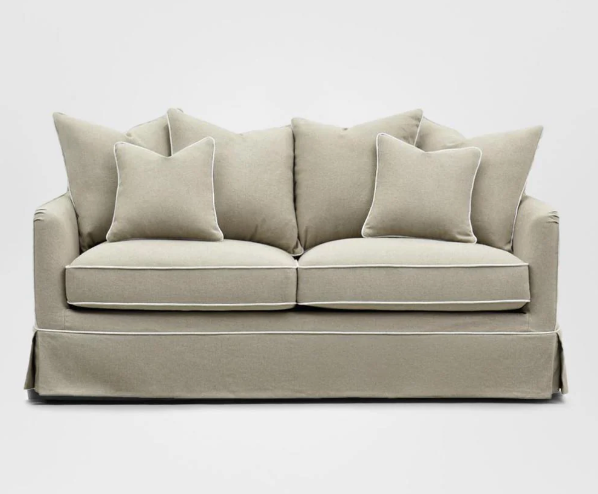Pre Order: Henley 3 seater Sofa - Natural With White Piping