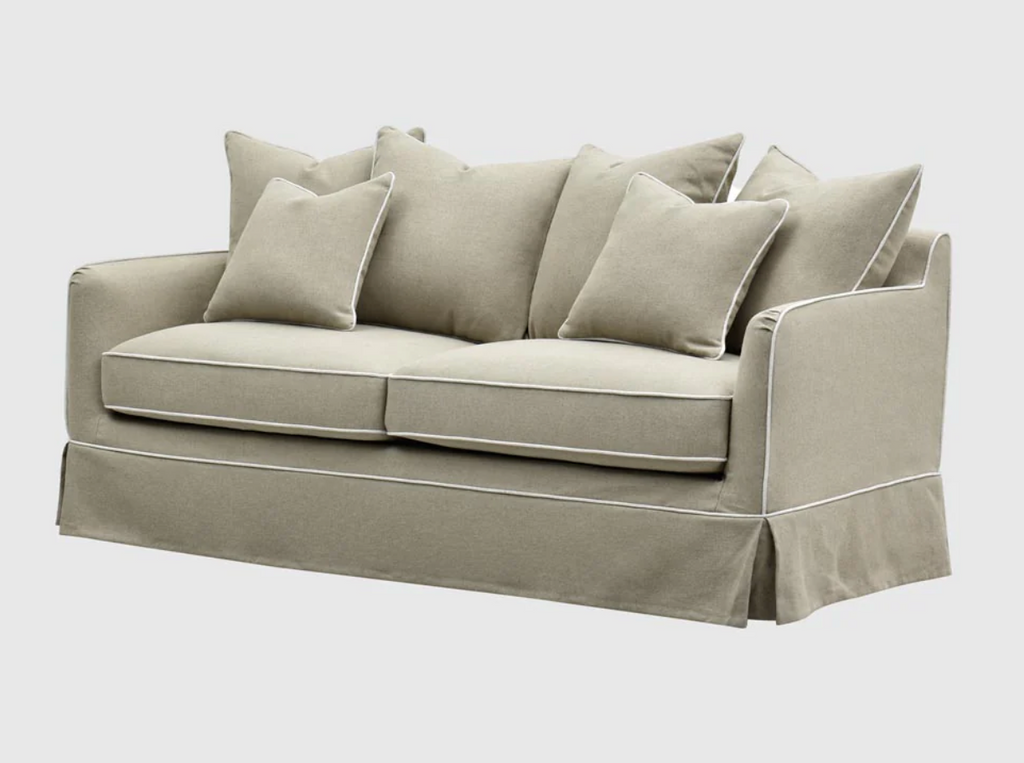 Pre Order: Henley 2.5 seater Sofa - Natural With White Piping