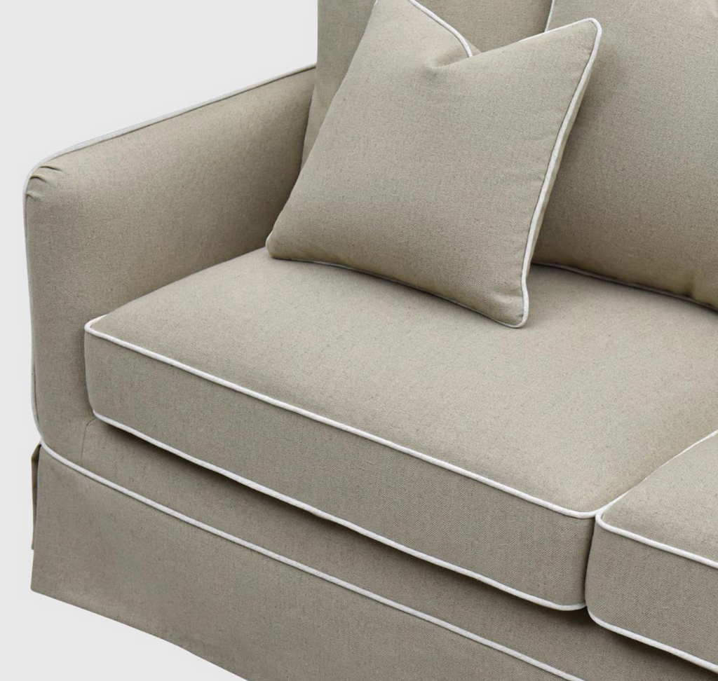 Pre Order: Henley 2.5 seater Sofa - Natural With White Piping