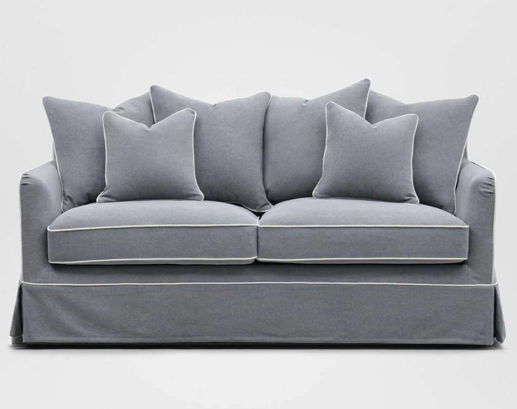 Pre Order: Henley 2.5 Seater Sofa - Grey with White piping