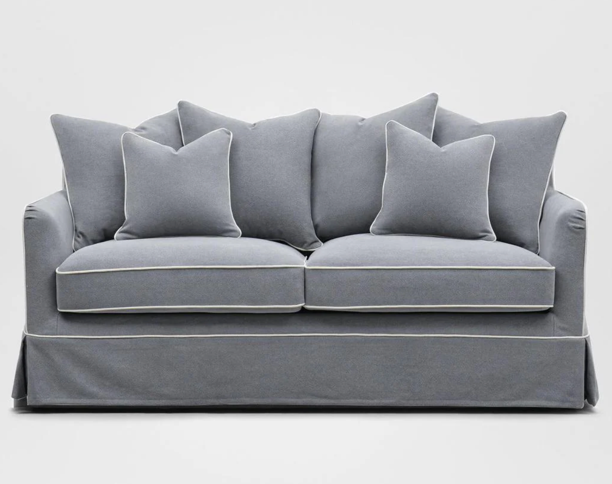 Pre Order: Henley 3 Seater Sofa - Grey with White piping