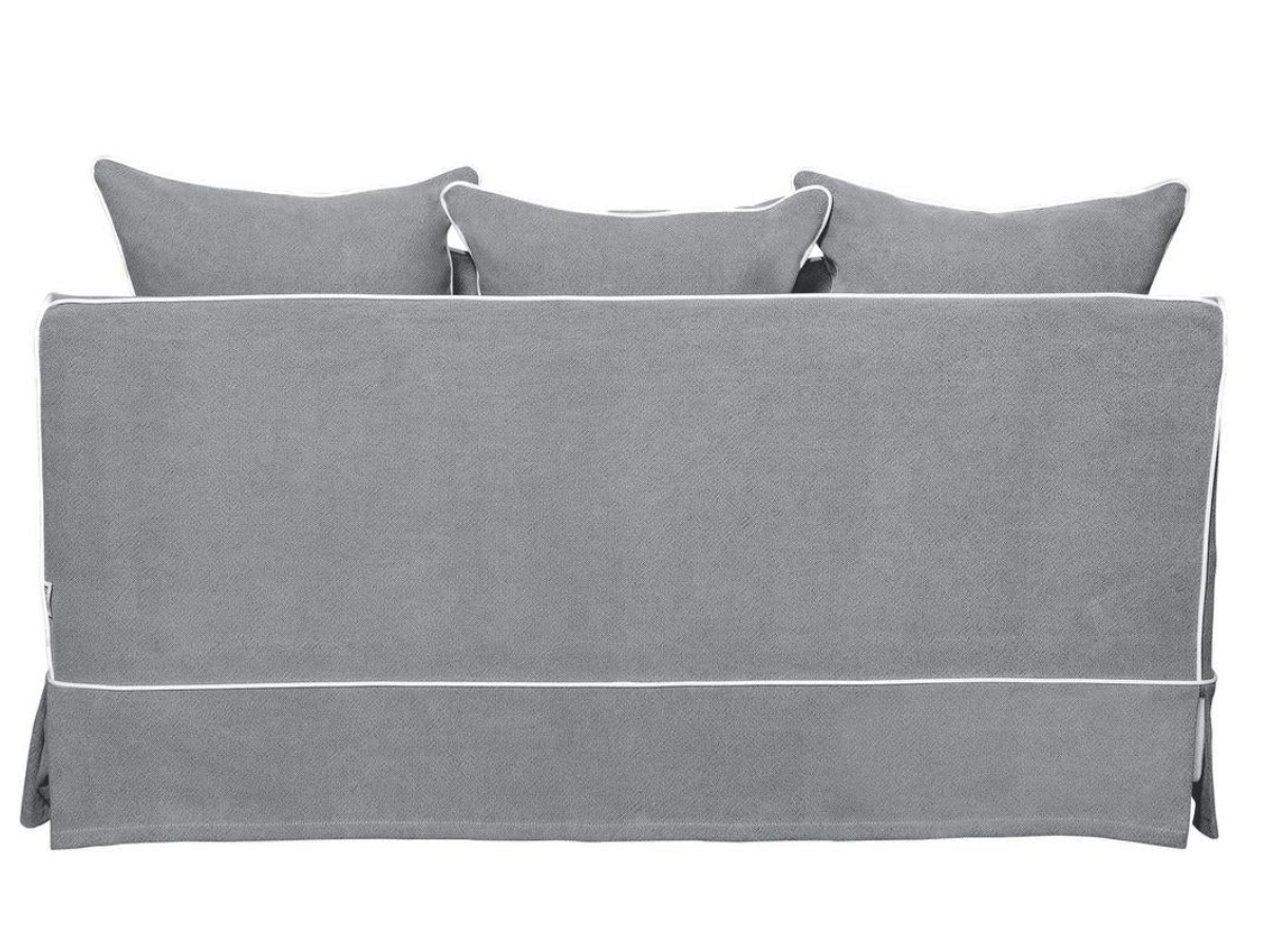 Pre Order: Henley 3 Seater Sofa - Grey with White piping