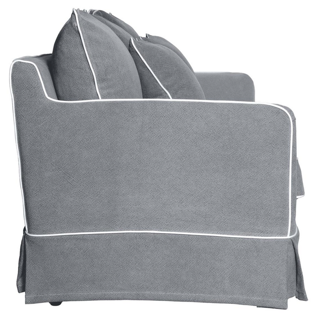 Pre Order: Henley 2.5 Seater Sofa - Grey with White piping