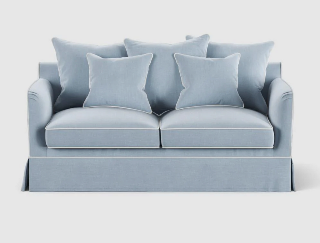 Pre order: Henley 2.5 Seater Sofa - Blue with White Piping