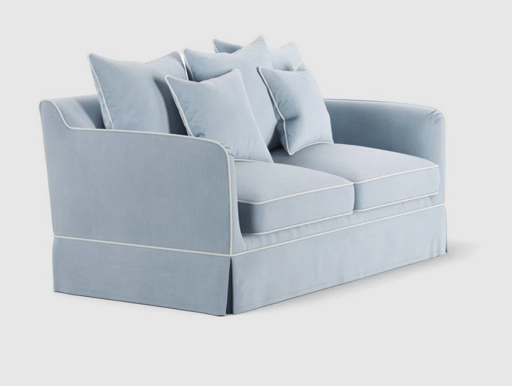 Pre order: Henley 2.5 Seater Sofa - Blue with White Piping
