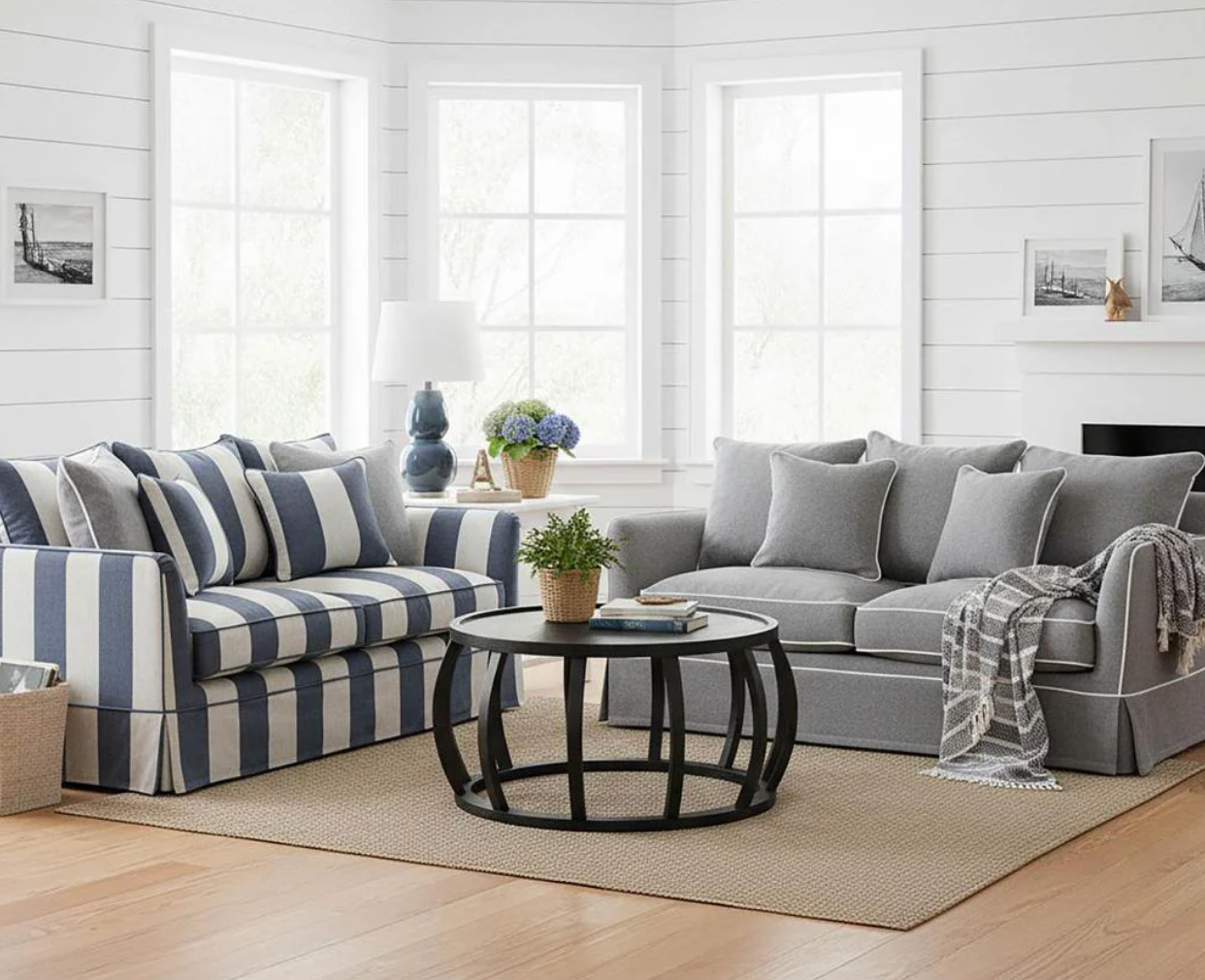 Henley 2 Seater Sofa - Blue/White Stripe