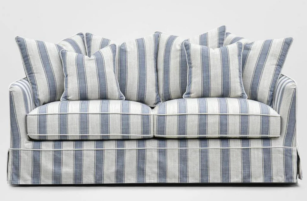 Pre Order: Henley 2.5 Seater Sofa - Sky Blue and White Stripe
