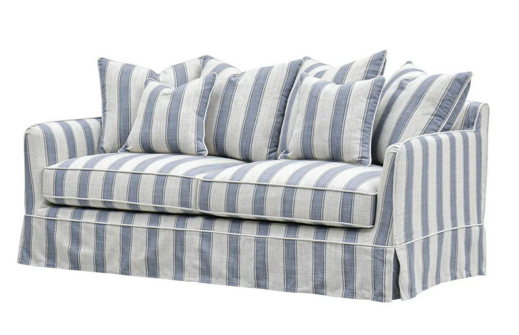 Pre Order: Henley 2.5 Seater Sofa - Sky Blue and White Stripe