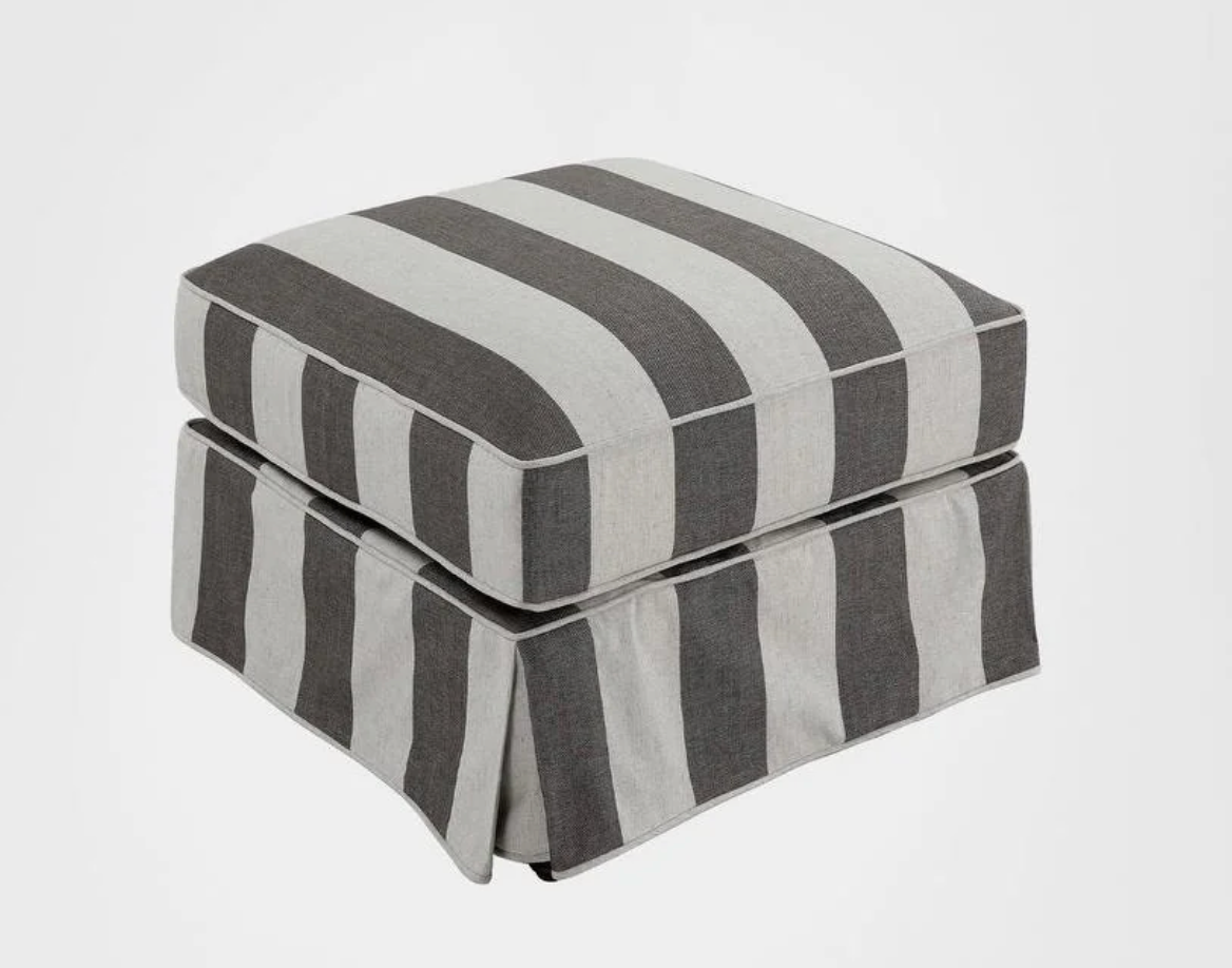 Pre Order: Henley Ottoman - Grey and Cream Stripe