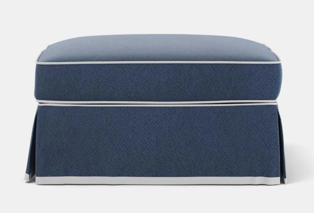 Pre Order: Henley Ottoman - Navy with White Piping
