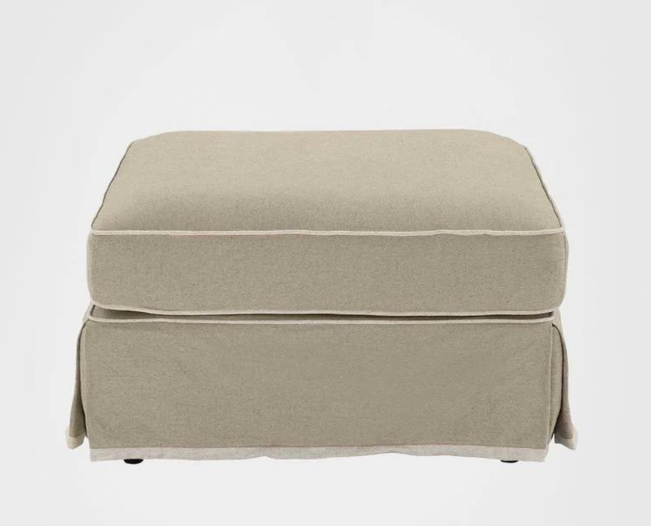 Pre Order: Henley Ottoman - Natural with White Piping