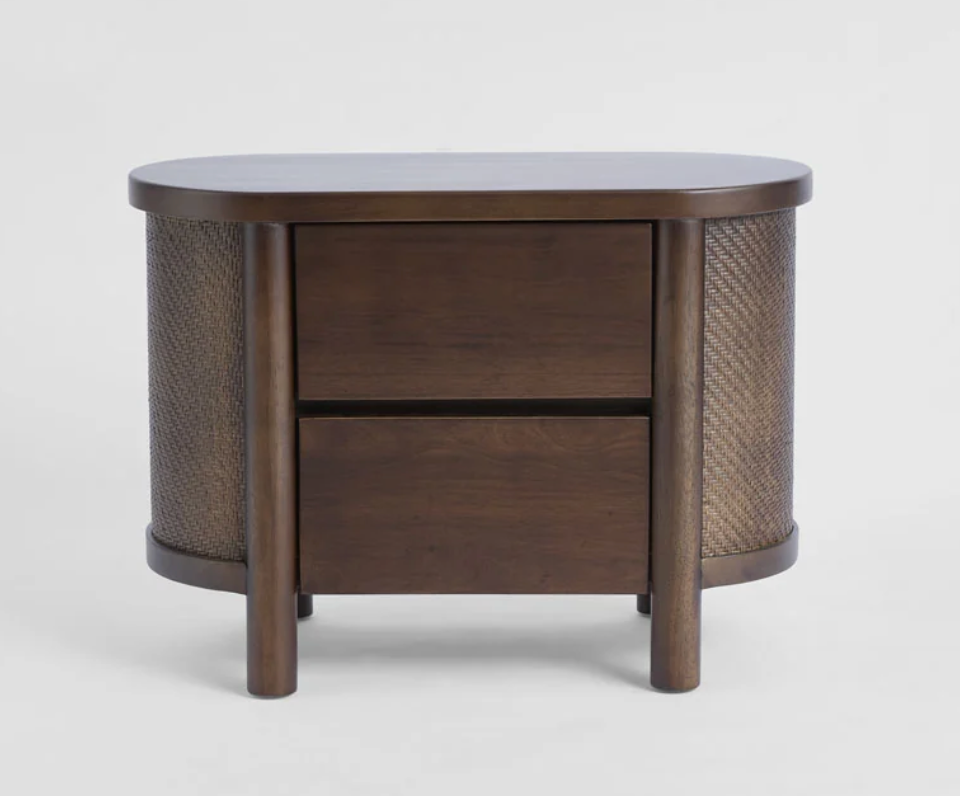 Coastal 2 Drawer bedside table - Walnut