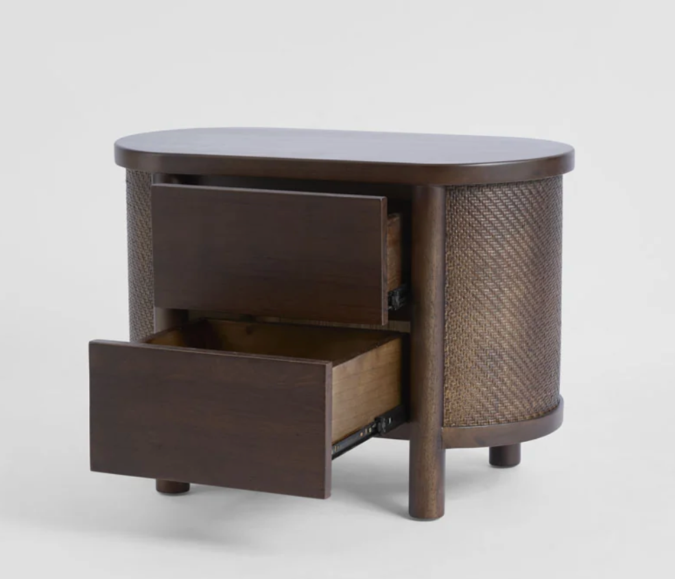 Coastal 2 Drawer bedside table - Walnut